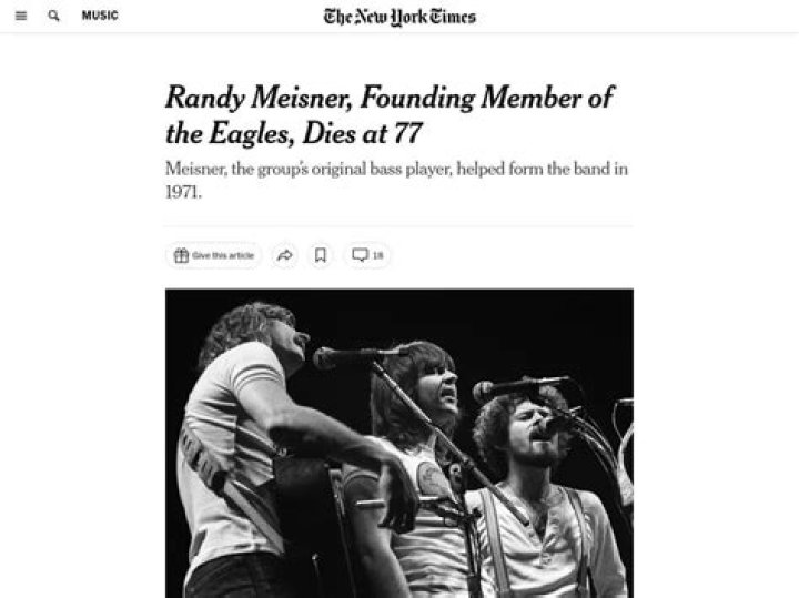 Randy Meisner, founding member of The Eagles, dies